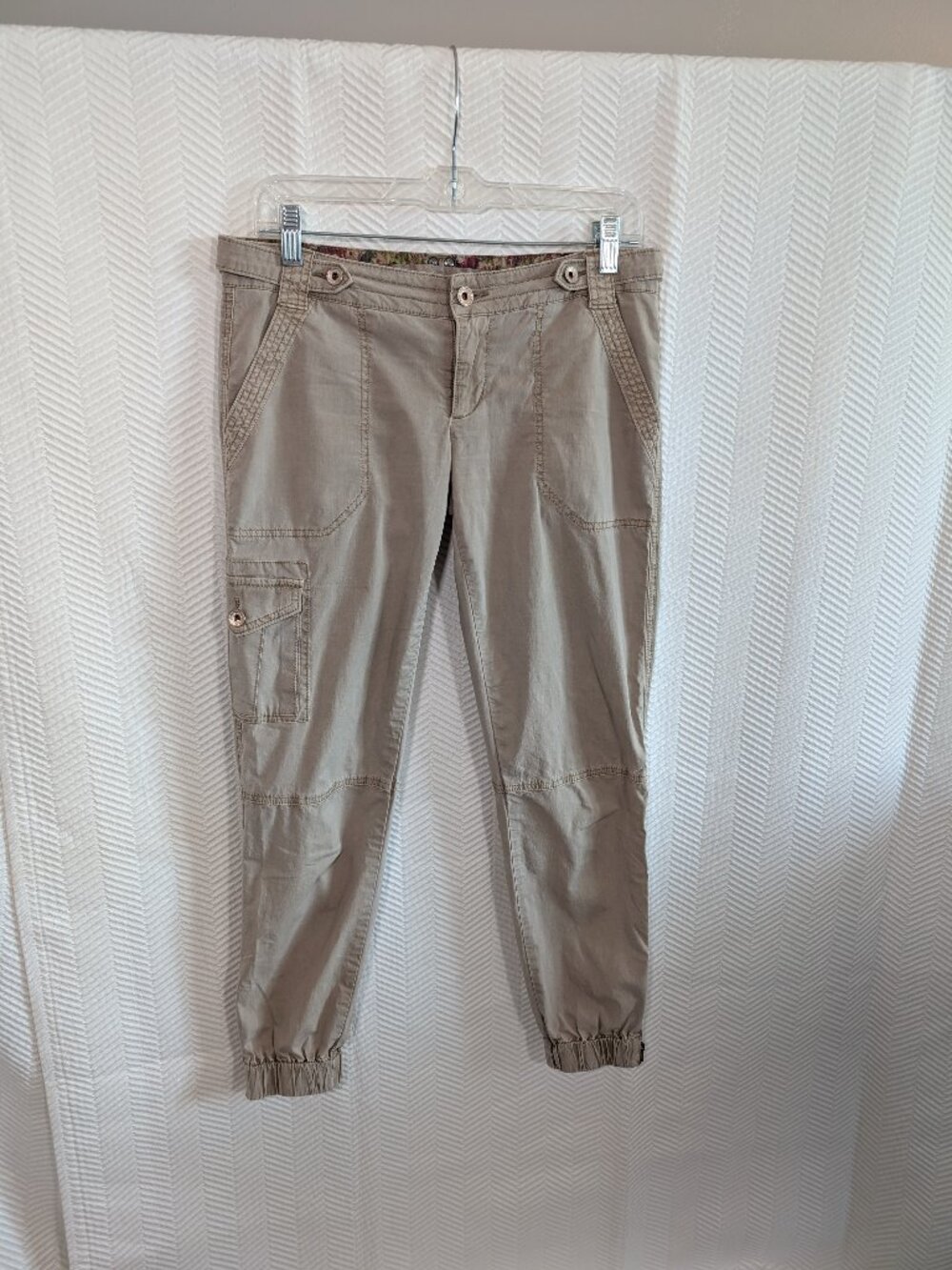 Guess Y2K Cargo Cropped Pants Khaki Low Rise Cotton Joggers Size 4 Streetwear